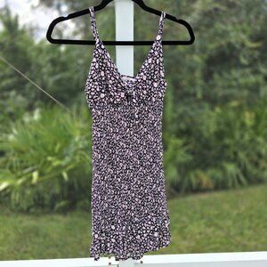 Ocean Drive Floral Mini Dress with Front Bow – Size S